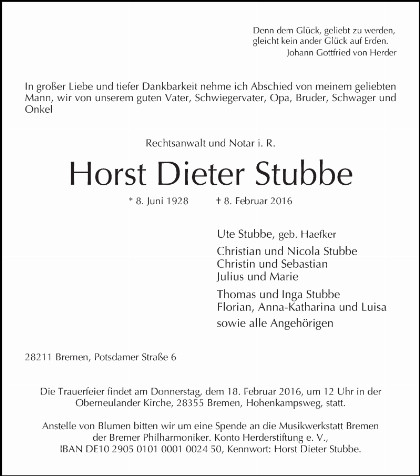 Horst Dieter Stubbe